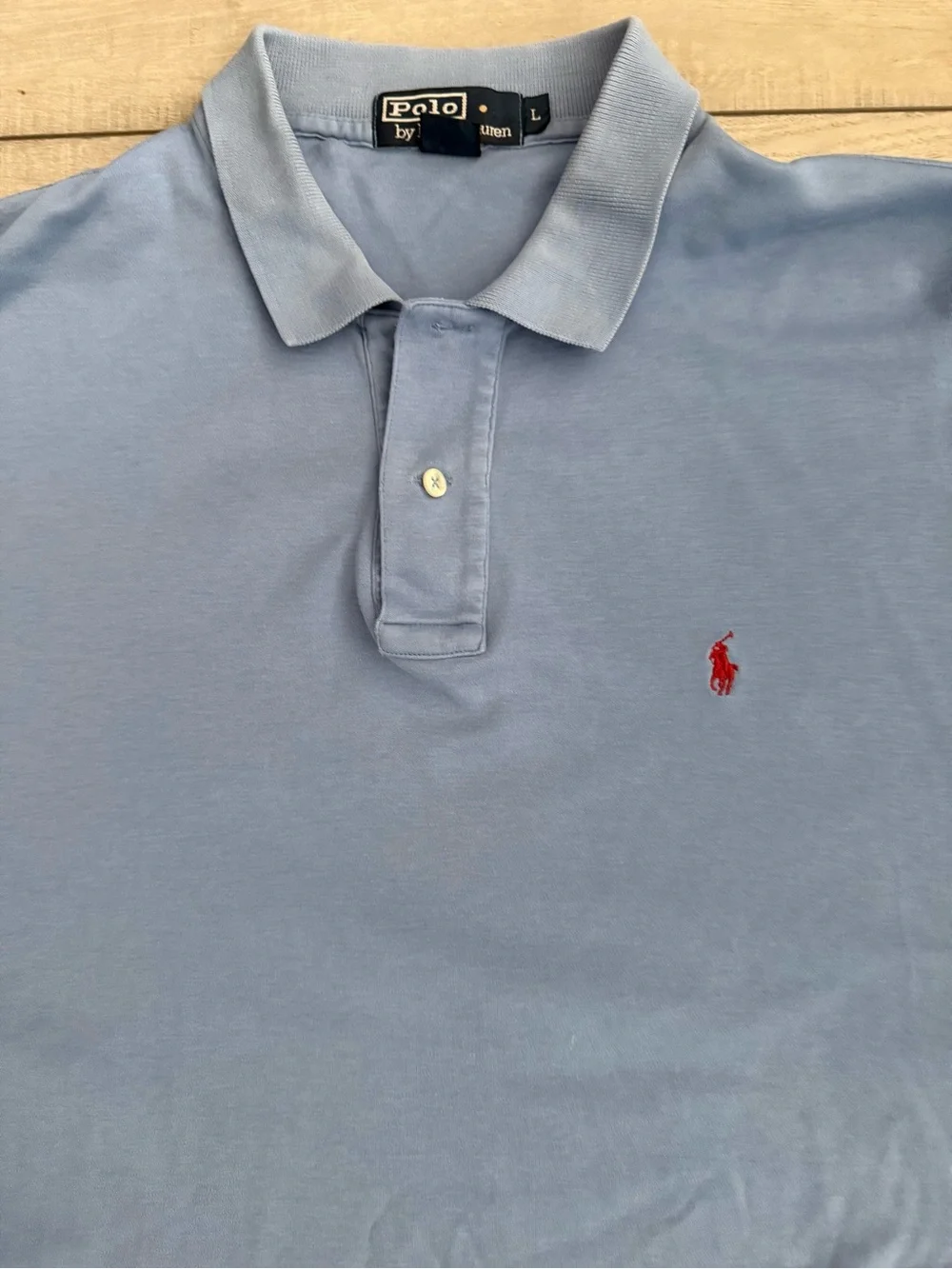 Ralph Lauren Light Blue Polo with Red Pony Embroidery